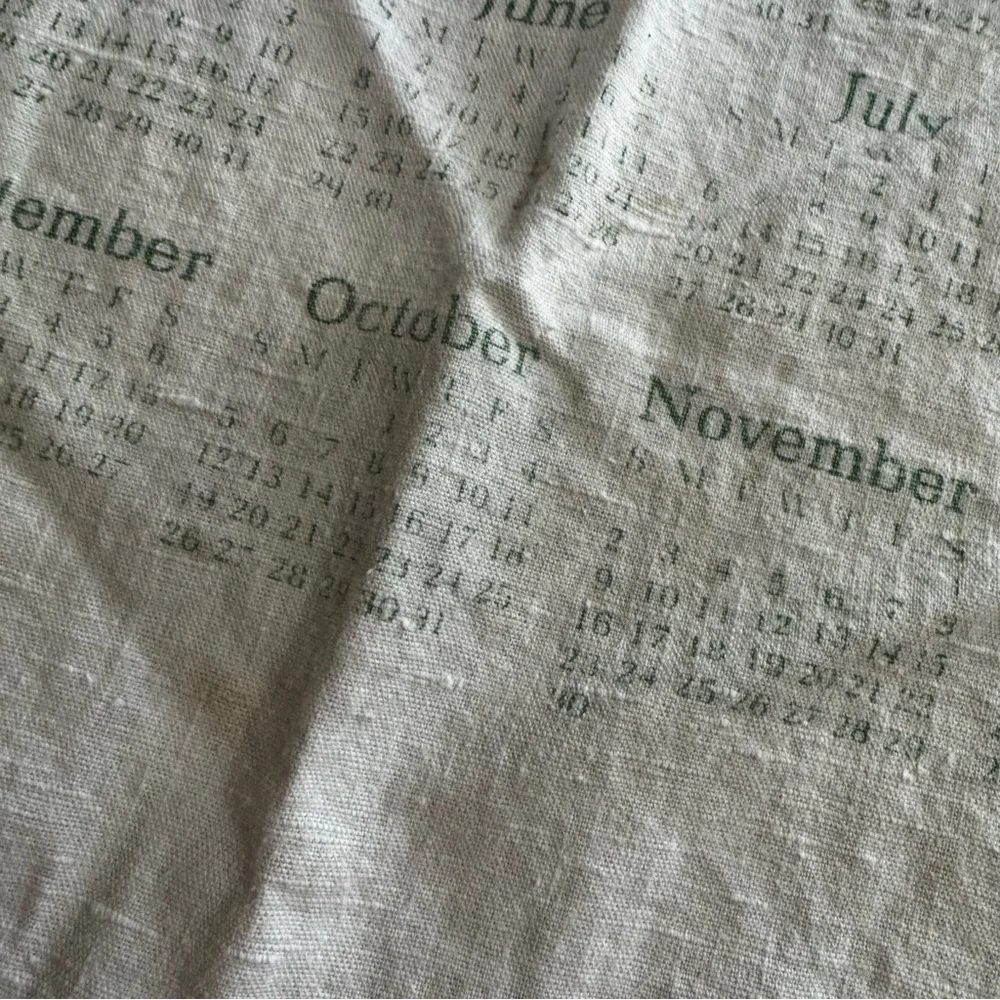 Vintage 1986 Hanging Calendar Towel Butterflies Pink Flowers Kitchen Decor